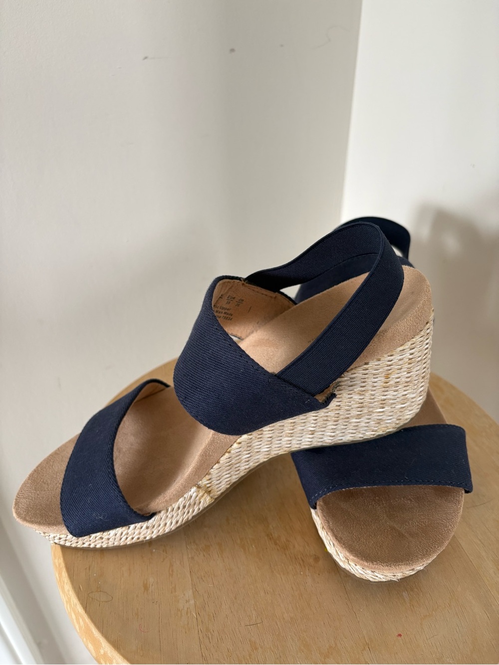 Life Stride Navy Dual-Strap Wedge Sandals - Picture 3 of 5